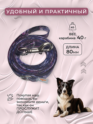 Поводок из биотана 25 мм, (карабин 80х26), Purple 