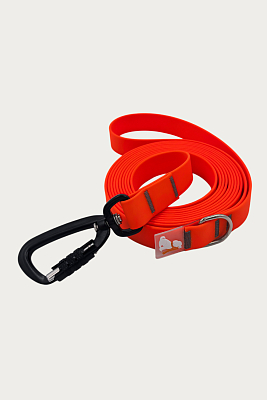 Поводок 20 мм (биотан) алюминиевый карабин, оранжевый