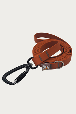 Поводок 20 мм (биотан) алюминиевый карабин, коричневый