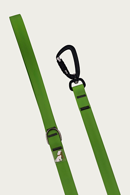 Поводок 20 мм (биотан) алюминиевый карабин, салатовый
