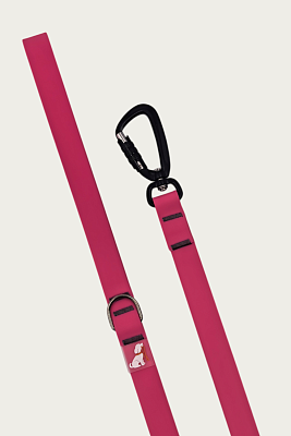 Поводок 20 мм (биотан) алюминиевый карабин, розовый