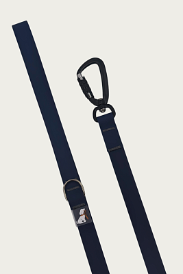 Поводок 20 мм (биотан) алюминиевый карабин, темно-синий