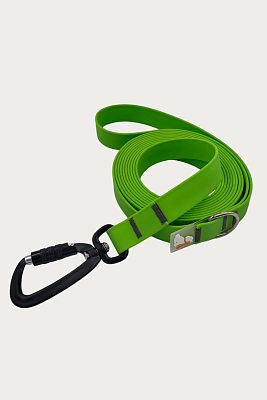 Поводок 20 мм (биотан) алюминиевый карабин, салатовый