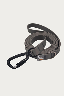 Поводок 20 мм (биотан) алюминиевый карабин, серый