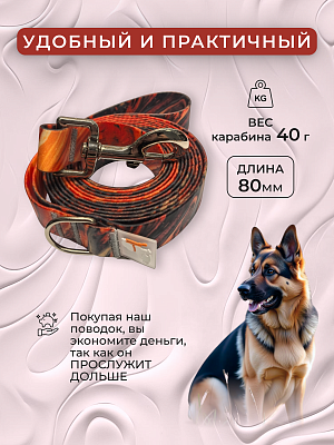 Поводок из биотана 25 мм, (карабин 80х26), flame