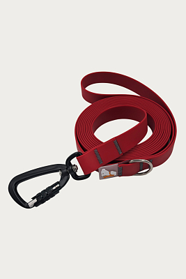 Поводок 20 мм (биотан) алюминиевый карабин, бордовый