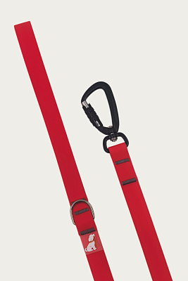 Поводок 20 мм (биотан) алюминиевый карабин, красный