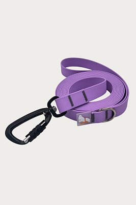 Поводок 20 мм (биотан) алюминиевый карабин, сиреневый