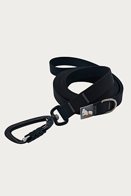 Поводок 20 мм (биотан) алюминиевый карабин, черный