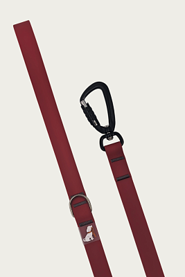 Поводок 20 мм (биотан) алюминиевый карабин, бордовый