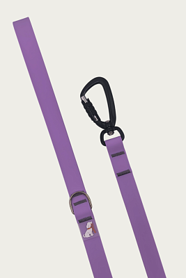 Поводок 20 мм (биотан) алюминиевый карабин, сиреневый