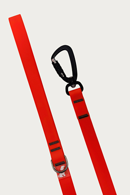 Поводок 20 мм (биотан) алюминиевый карабин, оранжевый