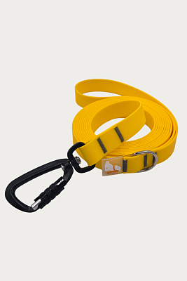 Поводок 20 мм (биотан) алюминиевый карабин, желтый