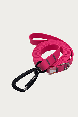 Поводок 20 мм (биотан) алюминиевый карабин, розовый